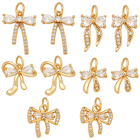 10шт 5 стили латунный кулон, со стразами, бантом