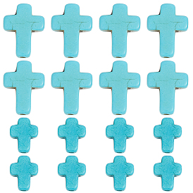 100 шт. 2 стили синтетические бирюзовые бусины, окрашенные, крестик