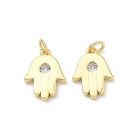 Латунные микро проложить кубического циркония подвески, hamsa hand charms, стойки покрытие, долговечный, без кадмия и без свинца