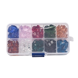 100Pcs 10 Colors Glass Pendants, with Plastic Box