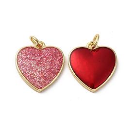 Латунь эмаль подвески, сердце, стойки покрытие, долговечный, с целью перехода в кольце, без кадмия и без свинца, реальный 18 k позолоченный
