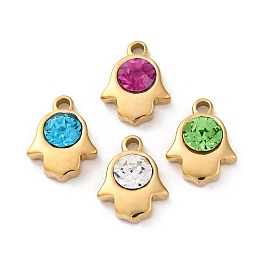 304 из нержавеющей стали горный хрусталь подвески, ионное покрытие (ip), реальный 14 k позолоченный, пальмовые прелести