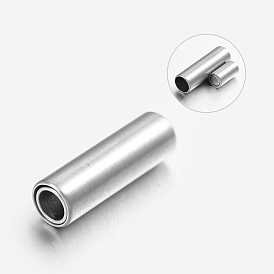 304 fermoirs magnétiques en acier inoxydable avec extrémités à coller, colonne, 16x5mm, Trou: 3mm