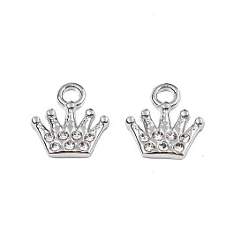 304 Stainless Steel Charms, with Crystal Rhinestone, Crown