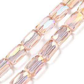 Transparent Glass Beads Strands, AB Color Plated, Faceted Column