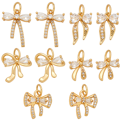 10шт 5 стили латунный кулон, со стразами, бантом