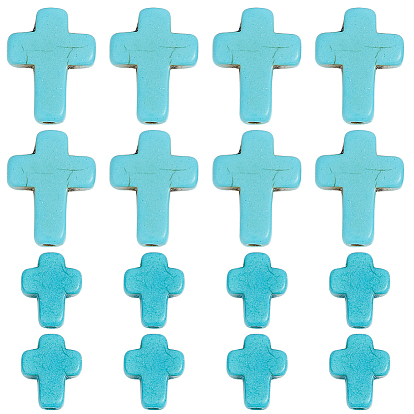 100 шт. 2 стили синтетические бирюзовые бусины, окрашенные, крестик