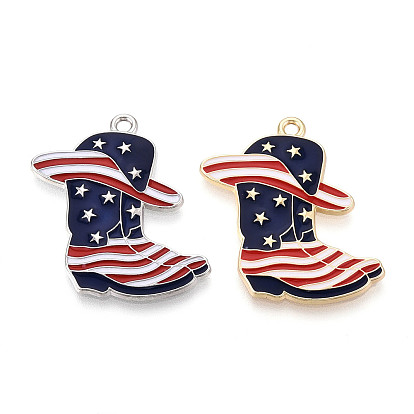Подвески из сплава с эмалью ко дню независимости, стойки покрытие, ковбойский сапог со шляпой и подвеской в виде звезды