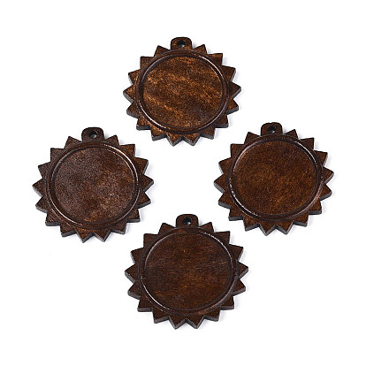 Оправы для кабошонов из древесины схимы, цветок, окрашенные