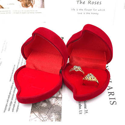 Velvet Ring Boxes, for Wedding, Jewelry Storage Case, Heart