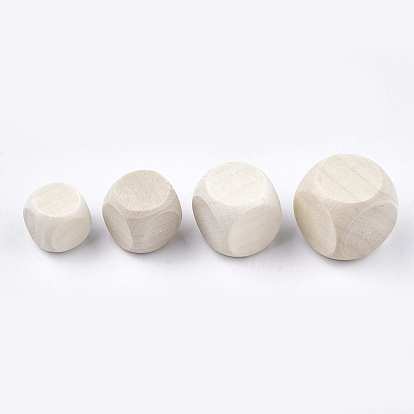 Unfinished Wood Beads, Natural Wooden Beads, No Hole/Undrilled, Cube