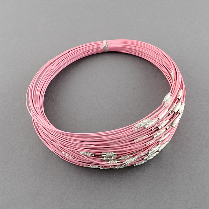 Steel Wire Necklace Cord DIY Jewelry Making, with Brass Screw Clasp