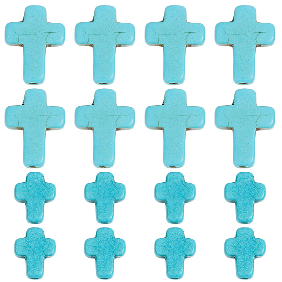 100 шт. 2 стили синтетические бирюзовые бусины, окрашенные, крестик