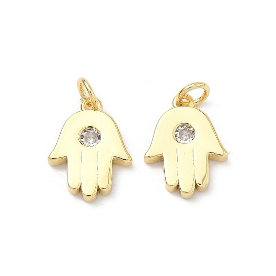 Латунные микро проложить кубического циркония подвески, hamsa hand charms, стойки покрытие, долговечный, без кадмия и без свинца