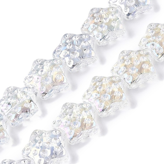 Прозрачные стеклянные бусины гальваническим пряди, с покрытием AB цвета, звезда