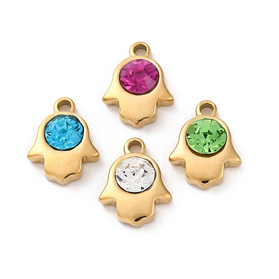 304 из нержавеющей стали горный хрусталь подвески, ионное покрытие (ip), реальный 14 k позолоченный, пальмовые прелести