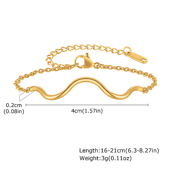 Волнообразные 304 браслеты из нержавеющей стали, браслеты из кабельной цепи
