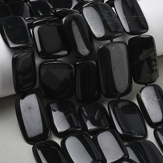 Натуральный черный камень бисер нитей, прямоугольные