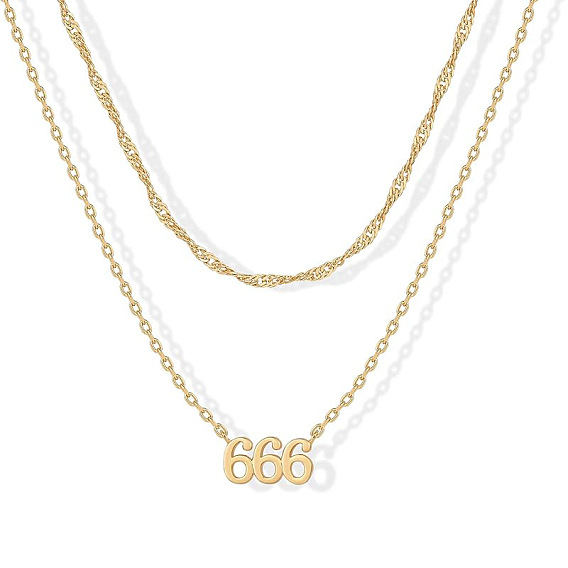 304 двухслойные ожерелья с подвеской из нержавеющей стали для женщин, золотые