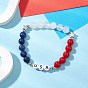 Браслеты из круглых бусин из натурального окрашенного нефрита Машан, лазурита и кварца для женщин и мужчин, плоский раунд со словом США, с акриловым шарик