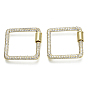 Brass Micro Pave Cubic Zirconia Screw Carabiner Lock Charms, for Necklaces Making, Square, Nickel Free, Real 16K Gold Plated