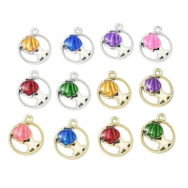 Подвески из морского сплава с эмалью, кольцо с подвесками в форме морской звезды и ракушки, разноцветные