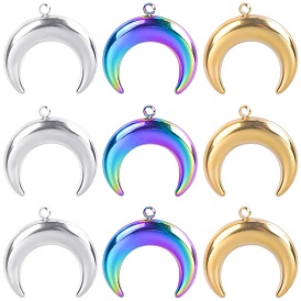 Silver golden crescent titanium steel colorful pendant metal jewelry DIY handmade necklace earrings pendant