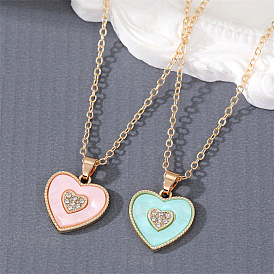 Sweetheart Diamond Pendant Necklace for Fashionable Girls with Cute Peach Heart Design Jewelry