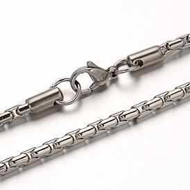 304 Stainless Steel Box Chain Venetian Chain Necklaces, with Lobster Claw Clasps, 21.6 inch(55cm), 3mm