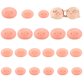 PandaHall Elite 60Pcs 3 Style Oval Plastic Craft Pig Nose, Doll Making Supplies