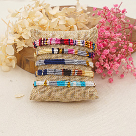 Bohemian Ethnic Style Handmade Cotton Thread Bracelet for Women with Elasticity and Unique Weaving Design