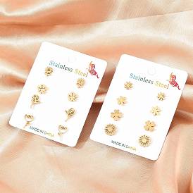 4 Парные серьги ко Дню святого Валентина 304 Серьги-гвоздики из нержавеющей стали, цветок