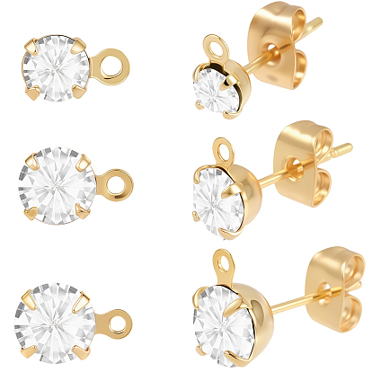 Латунные серьги со стразами, с латунными гайками и 925 штифтами из стерлингового серебра, плоско-круглые