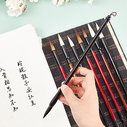Calligraphy Brushes Pen Set, with Roll-up Bamboo Brush Holder, for Professional Calligraphy