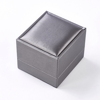 Plastic Jewelry Boxes, Covered with Imitation Leather, Rectangle