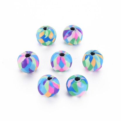 Handmade Polymer Clay Beads, for DIY Jewelry Crafts Supplies, Round