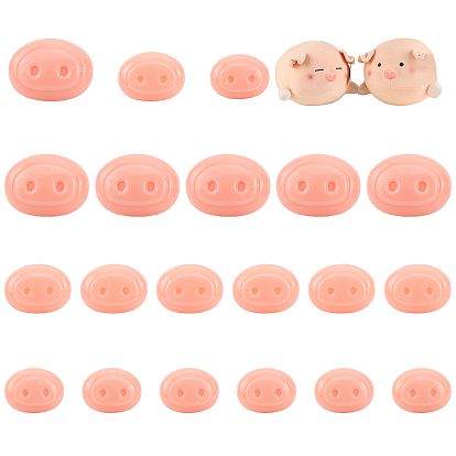 60Pcs 3 Style Oval Plastic Craft Pig Nose, Doll Making Supplies