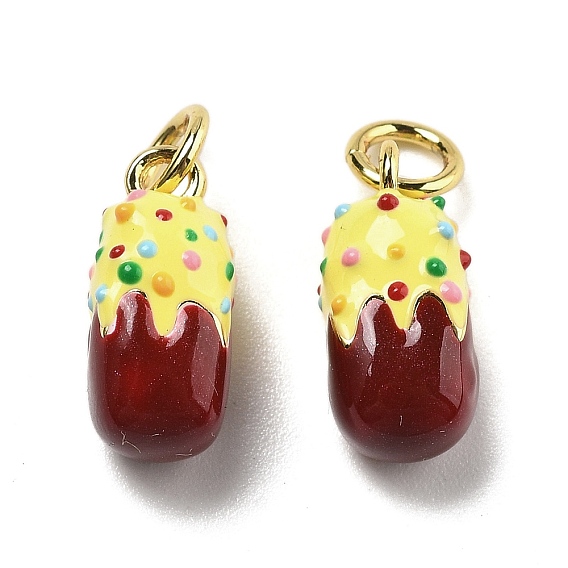 Латунь эмаль прелести, с прыжковых колец, торт прелести, реальный 18 k позолоченный