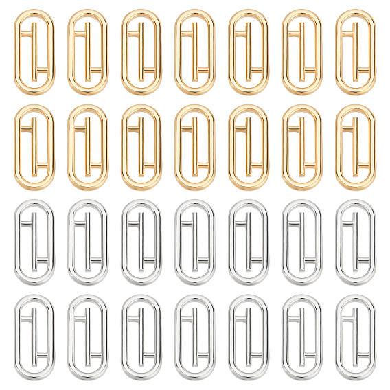 16Pcs 2 Colors 304 Stainless Steel Linking Rings, Oval