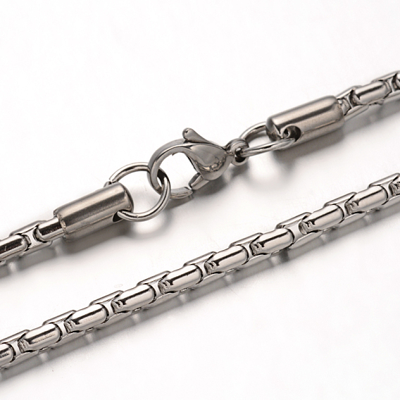 304 стальная коробка ожерелья цепи нержавеющей цепи венецианские, с карабин-лобстерами , 21.6 дюйм (55 см), 3 мм