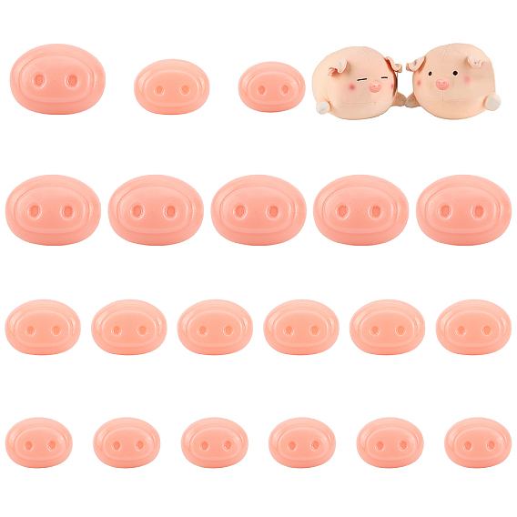60Pcs 3 Style Oval Plastic Craft Pig Nose, Doll Making Supplies