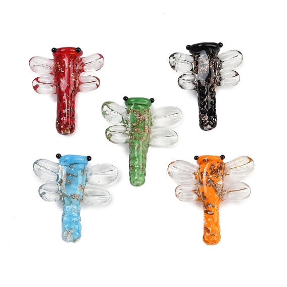 Прозрачные бусины лэмпворк, Handmade стеклянные бусины фольги, стрекоза