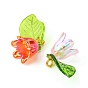10Pcs 5 Colors Acrylic & Plastic Pendants, with Golden Tone Alloy Finding, Lily of the Valley Charm