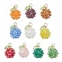 10шт 10 цвета гальванизированные стеклянные подвески, фрукты, с прозрачным акриловым и золотистым 304 кольцом из нержавеющей стали, граненые