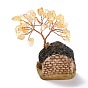Resin & Gemstone Model Ornament, House & Trees, for Desk Home Decoration
