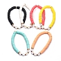 Bracelets élastiques faits à la main de perles heishi en pâte polymère, pour Saint Valentin, laiton perles d'espacement, des billes de verre et des perles d'acrylique de placage, mot d'amour