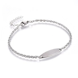 Ionenplattierung (IP) 304 Edelstahl-ID-Armbänder, mit Seilketten und Karabinerverschlüsse