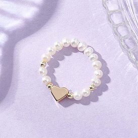 Регулируемые кольца на палец из натурального культивированного пресноводного жемчуга для женщин, стрейч-кольца