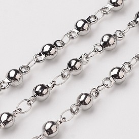 304 Stainless Steel Ball Link Chains, Soldered, Decorative Chains, with Spool, 3.5mm