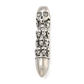 316 Surgical Stainless Steel Pendants, Skull Bullet Charm